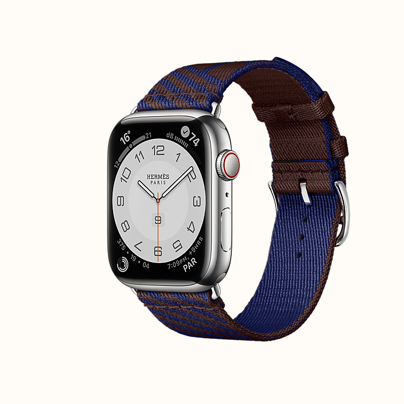 人気直販 Apple Watch HERMES 44mm用(黒/ブルー・サフィール)バンド